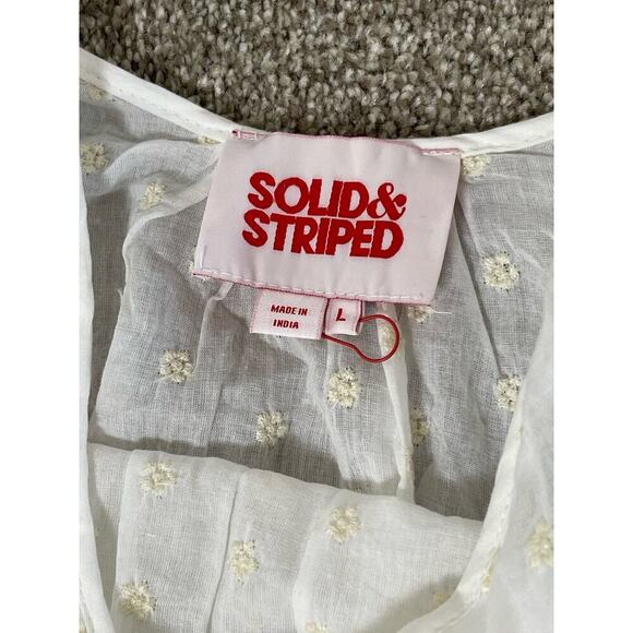 Solid & Striped Women’s Mid Solid Striped Sheer Cover-up Coastal Beachy Dress L - Picture 12 of 12